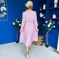 Avril Pleat Detail Midi Dress Coco Polka Pink