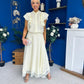 Caroline Frill Top & Lace Hem Skirt Set Yellow