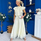 Caroline Frill Top & Lace Hem Skirt Set Yellow