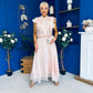 Caroline Frill Top & Lace Hem Skirt Set Pink