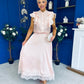 Caroline Frill Top & Lace Hem Skirt Set Pink
