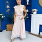 Caroline Frill Top & Lace Hem Skirt Set Pink