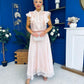 Caroline Frill Top & Lace Hem Skirt Set Pink