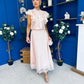 Caroline Frill Top & Lace Hem Skirt Set Pink