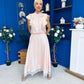 Caroline Frill Top & Lace Hem Skirt Set Pink
