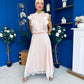 Caroline Frill Top & Lace Hem Skirt Set Pink