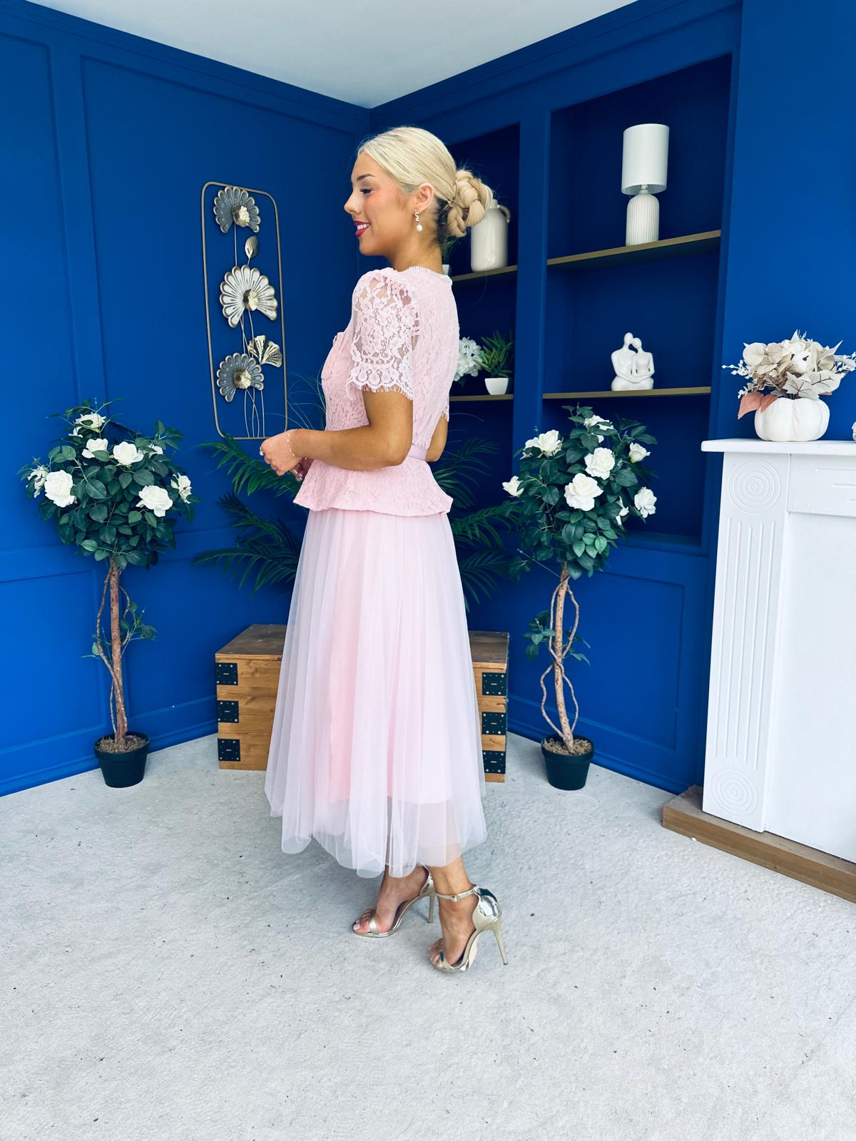Catherine Lace & Tulle Occasion Dress Pink