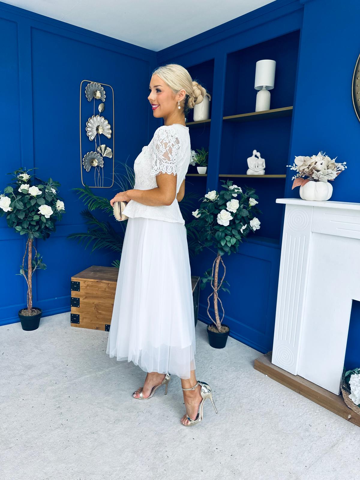 Catherine Lace & Tulle Occasion Dress Cream