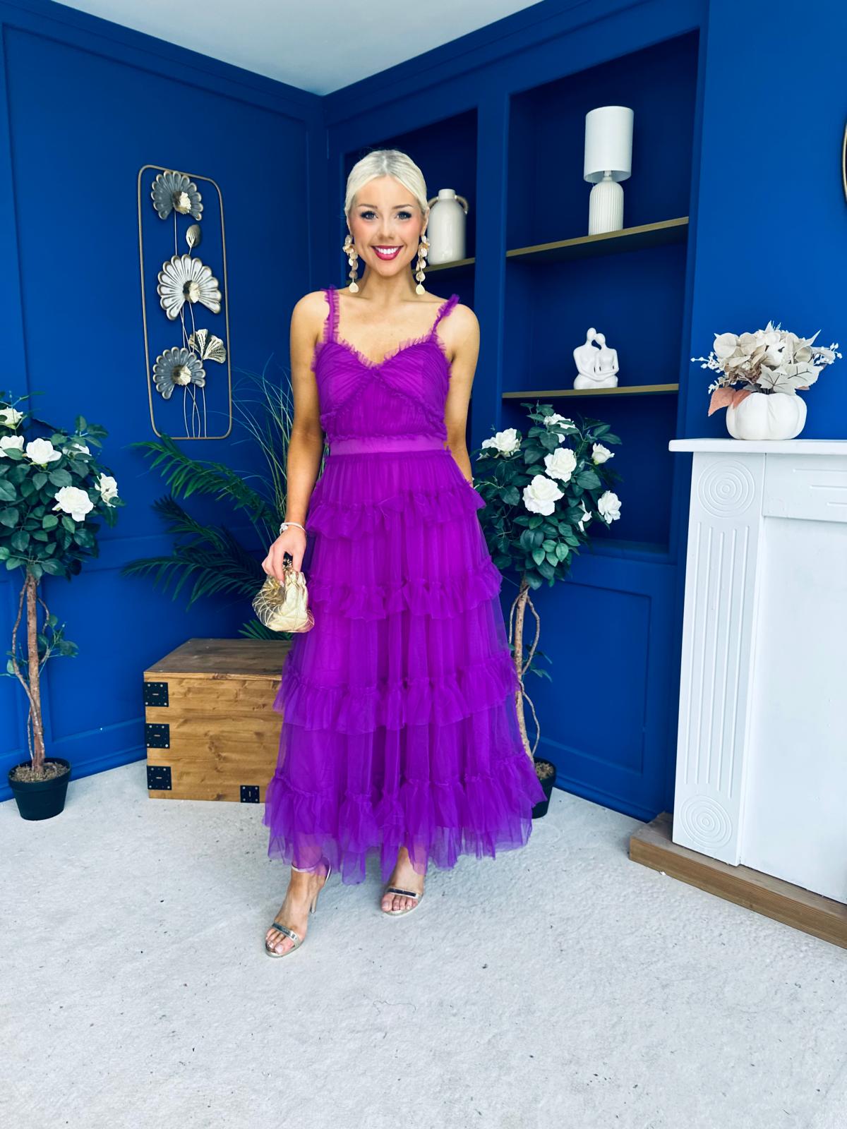 Rylan Layered Tulle Occasion Dress Violet