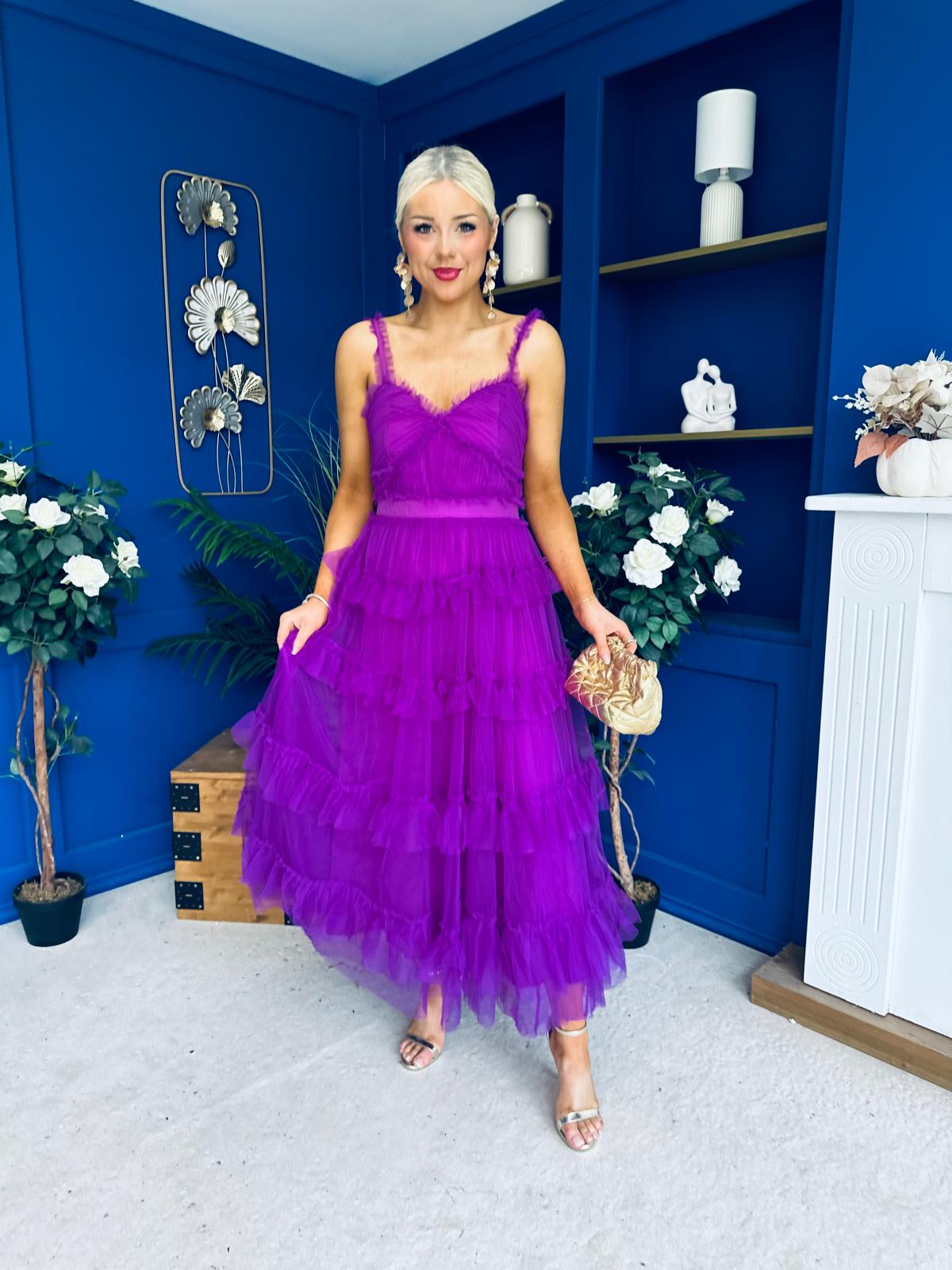 Rylan Layered Tulle Occasion Dress Violet