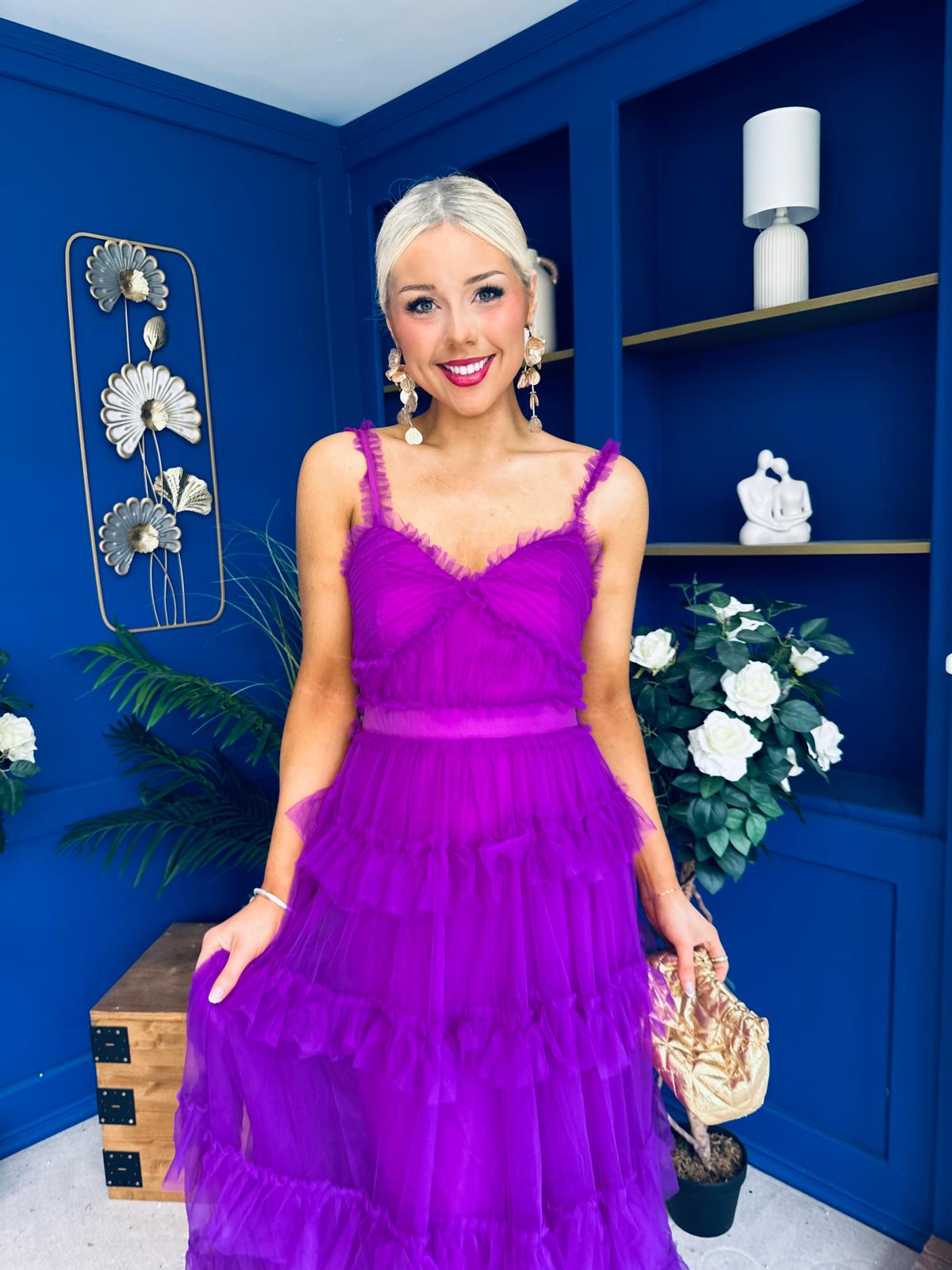 Rylan Layered Tulle Occasion Dress Violet