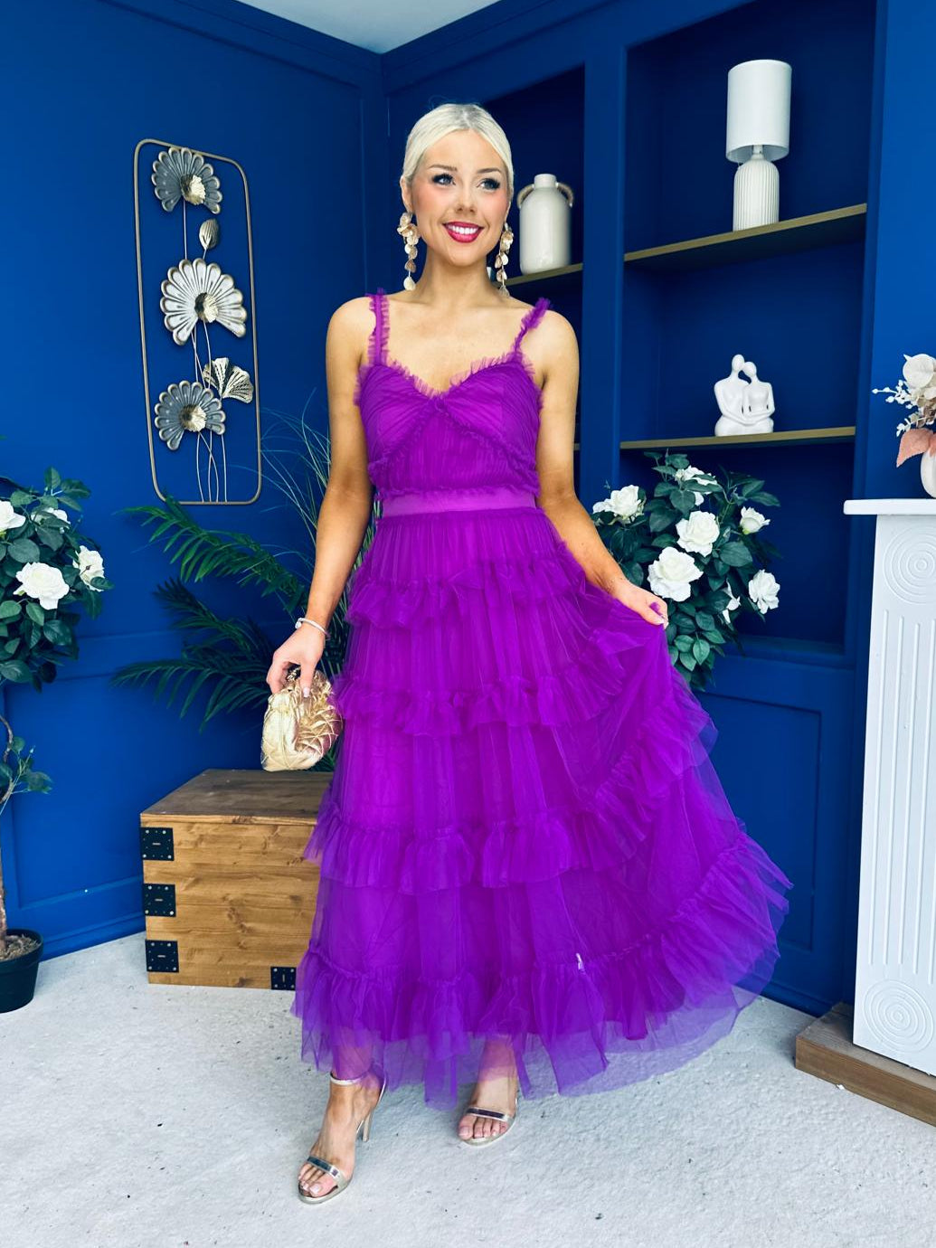 Rylan Layered Tulle Occasion Dress Violet