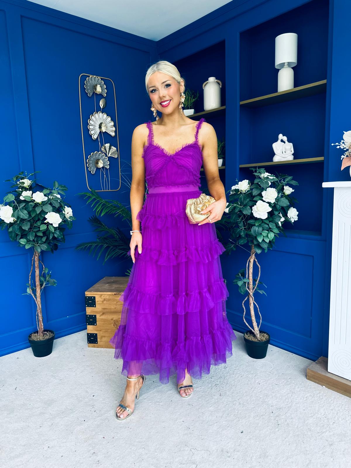 Rylan Layered Tulle Occasion Dress Violet