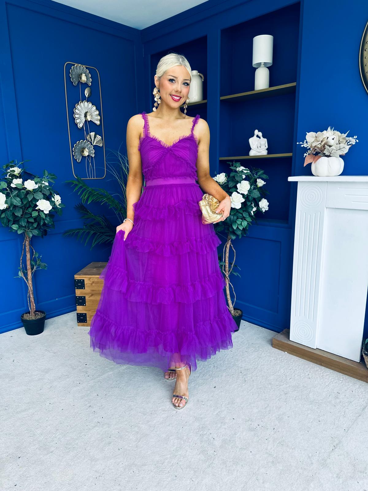 Rylan Layered Tulle Occasion Dress Violet