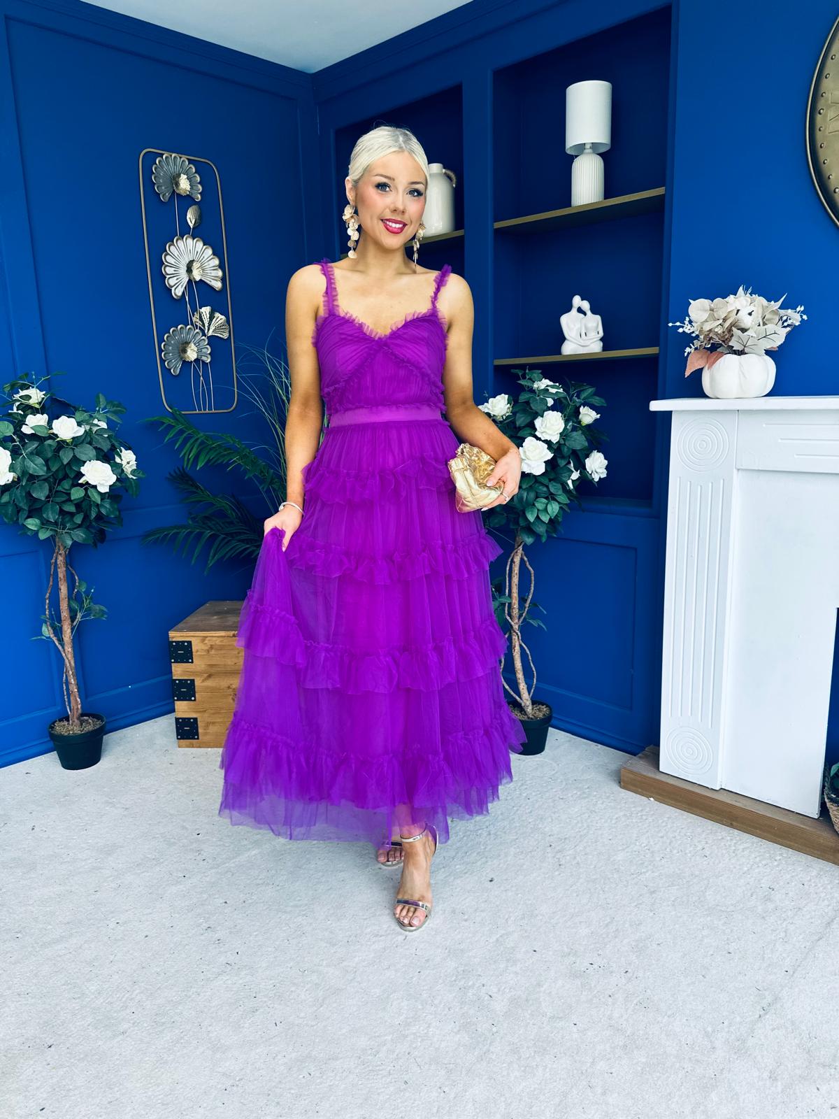 Rylan Layered Tulle Occasion Dress Violet