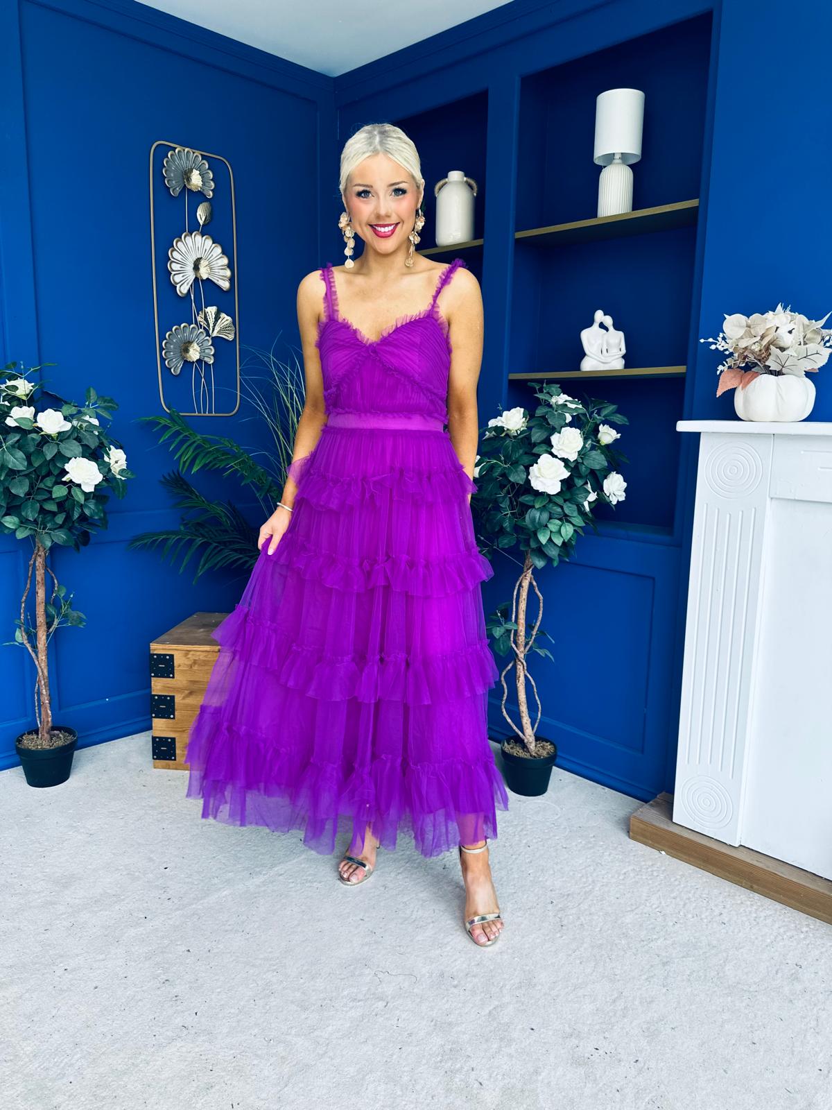 Rylan Layered Tulle Occasion Dress Violet