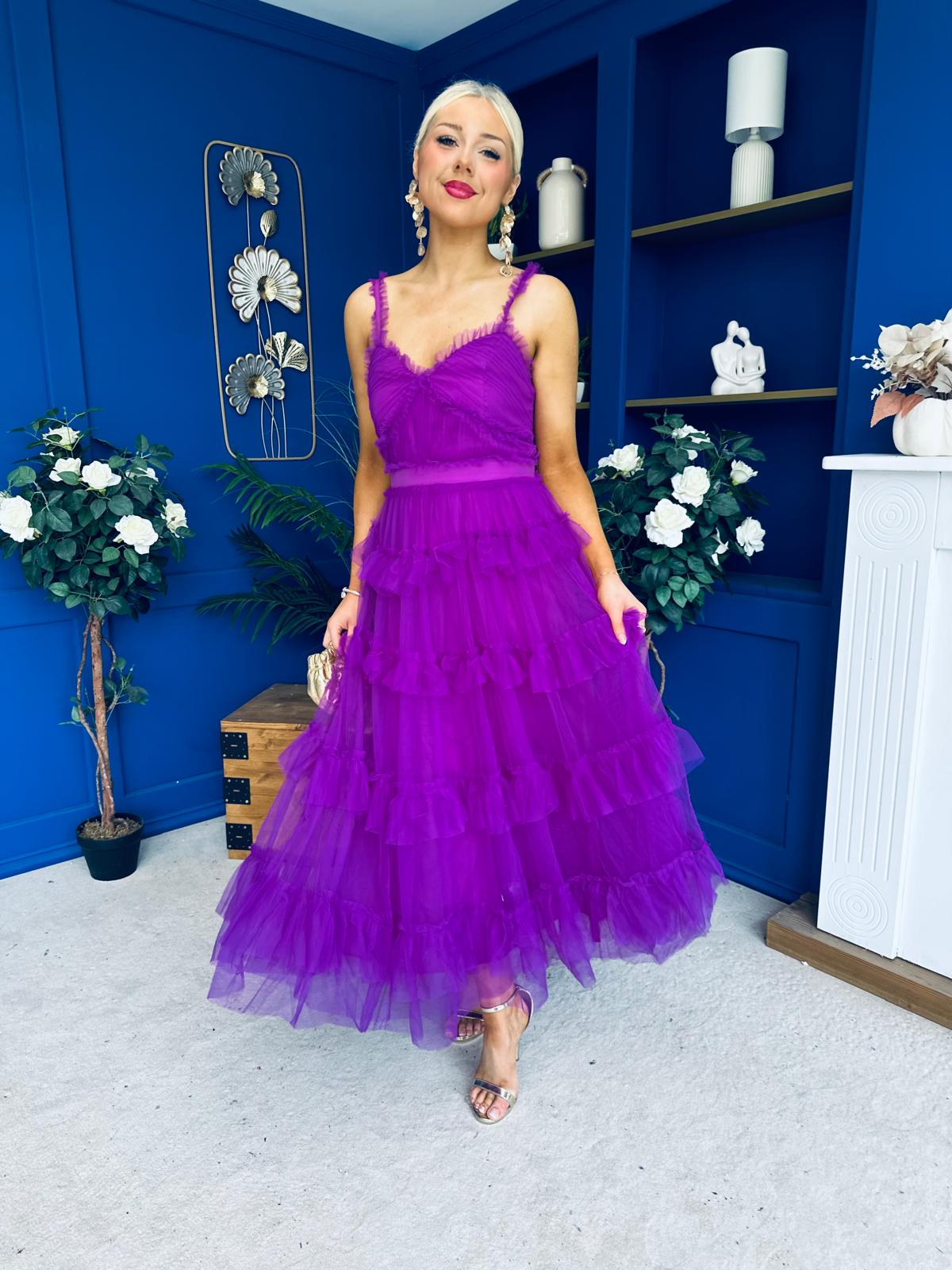Rylan Layered Tulle Occasion Dress Violet