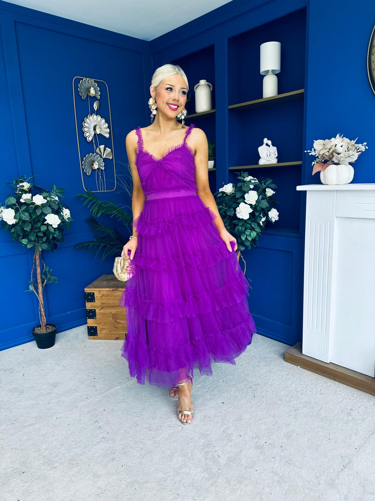 Rylan Layered Tulle Occasion Dress Violet