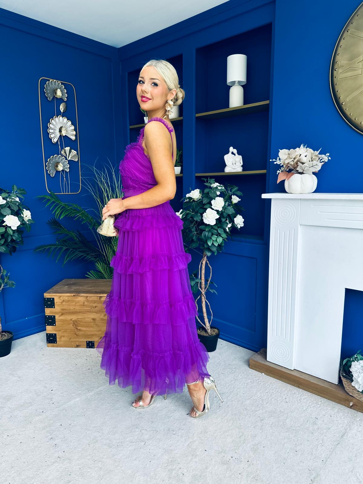Rylan Layered Tulle Occasion Dress Violet