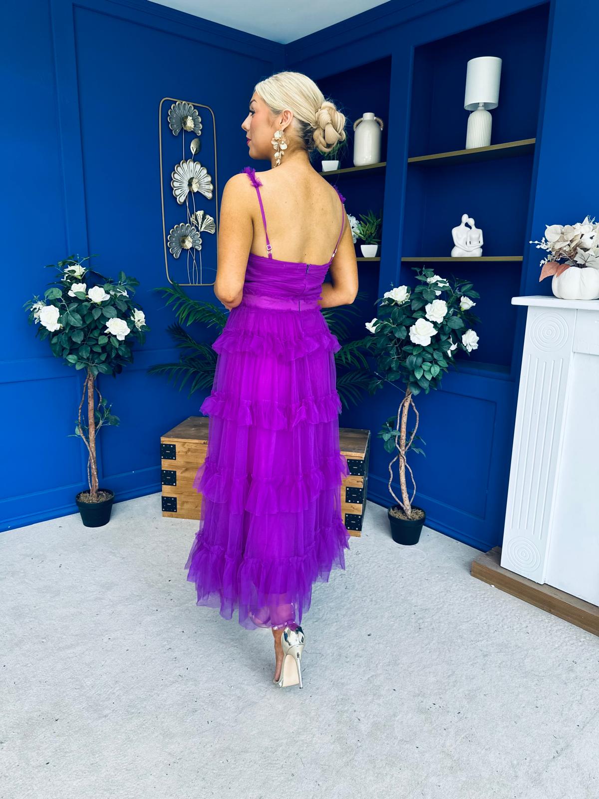 Rylan Layered Tulle Occasion Dress Violet