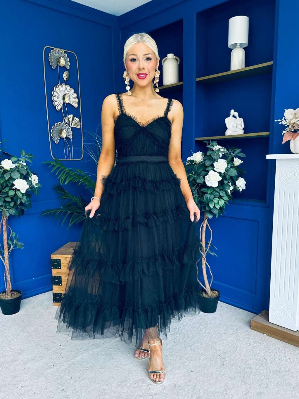 Rylan Layered Tulle Occasion Dress Black