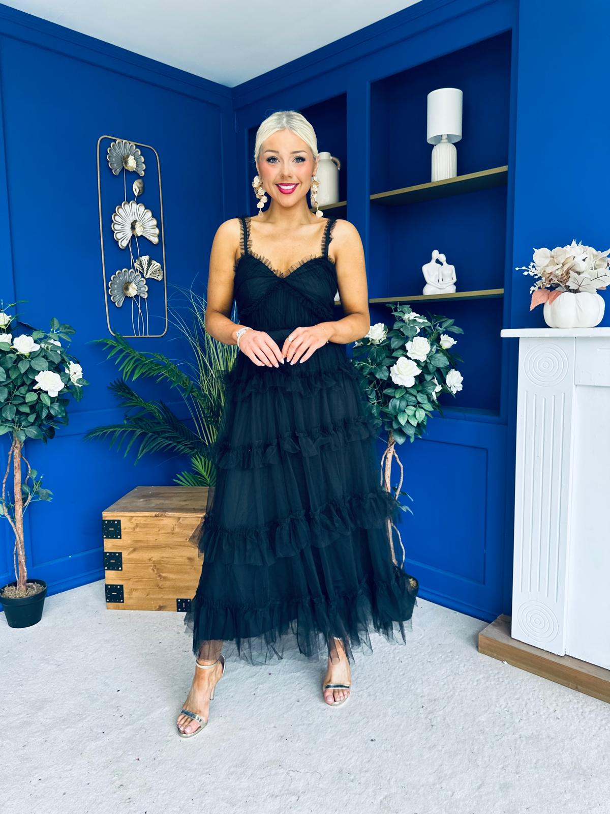 Rylan Layered Tulle Occasion Dress Black