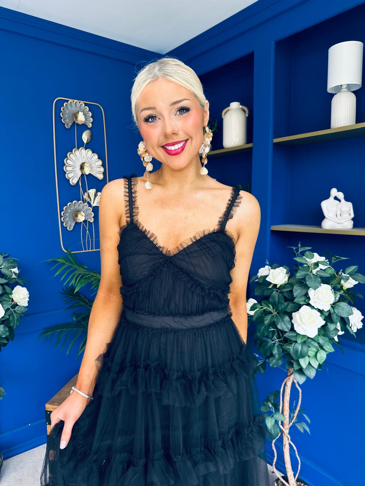 Rylan Layered Tulle Occasion Dress Black