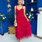 Rylan Layered Tulle Occasion Dress Ruby