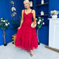 Rylan Layered Tulle Occasion Dress Ruby