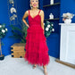 Rylan Layered Tulle Occasion Dress Ruby
