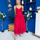 Rylan Layered Tulle Occasion Dress Ruby