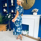 Naoise Frill Sleeve Midi Dress Floral Navy