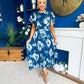 Naoise Frill Sleeve Midi Dress Floral Navy