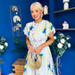 Naoise Frill Sleeve Midi Dress Floral Pwr Blue
