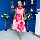 Naoise Frill Sleeve Midi Dress Floral Pink