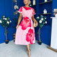 Naoise Frill Sleeve Midi Dress Floral Pink