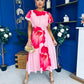 Naoise Frill Sleeve Midi Dress Floral Pink