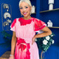 Naoise Frill Sleeve Midi Dress Floral Pink