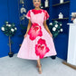 Naoise Frill Sleeve Midi Dress Floral Pink