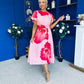 Naoise Frill Sleeve Midi Dress Floral Pink