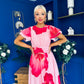 Naoise Frill Sleeve Midi Dress Floral Pink