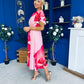 Naoise Frill Sleeve Midi Dress Floral Pink