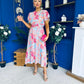Naoise Frill Sleeve Midi Dress Floral Pastel