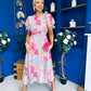 Naoise Frill Sleeve Midi Dress Floral Pastel