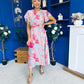Naoise Frill Sleeve Midi Dress Floral Pastel