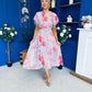 Naoise Frill Sleeve Midi Dress Floral Pastel