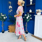 Naoise Frill Sleeve Midi Dress Floral Pastel