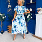 Naoise Frill Sleeve Midi Dress Floral Pwr Green