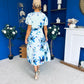Naoise Frill Sleeve Midi Dress Floral Pwr Green