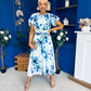 Naoise Frill Sleeve Midi Dress Floral Pwr Green